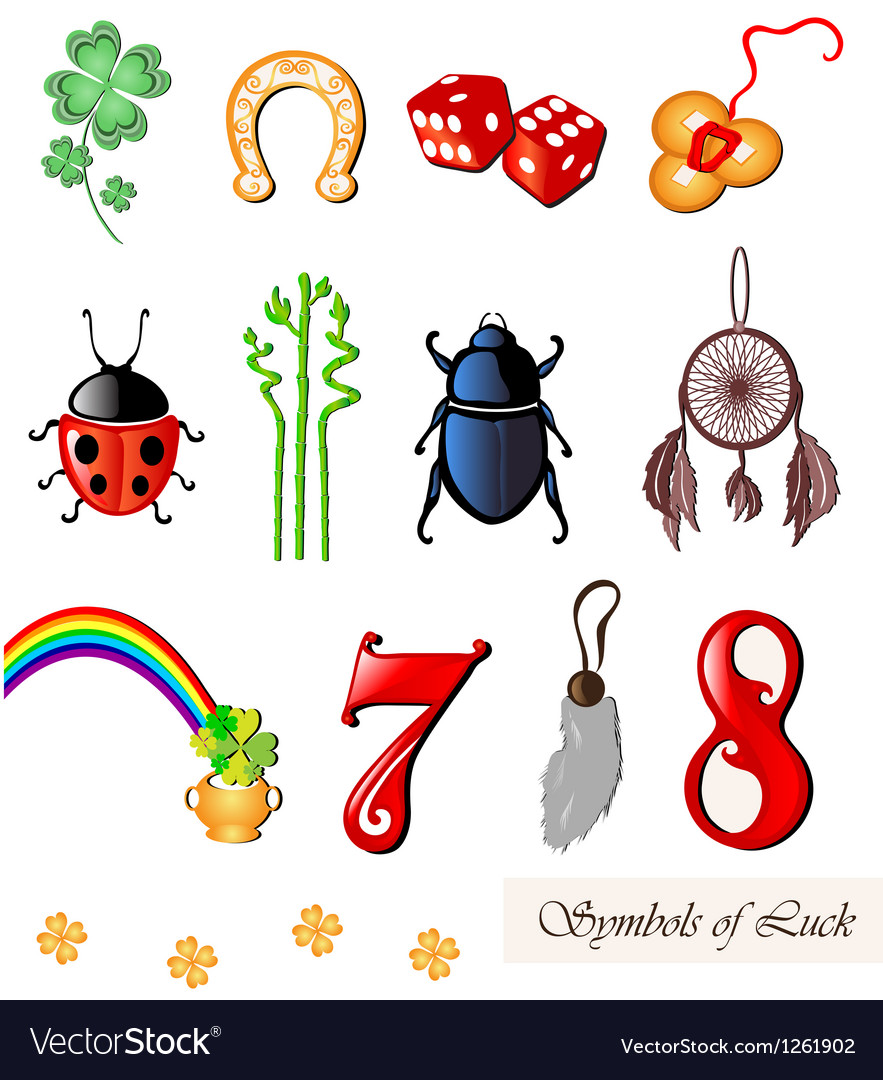 Set lucky symbols Royalty Free Vector Image VectorStock