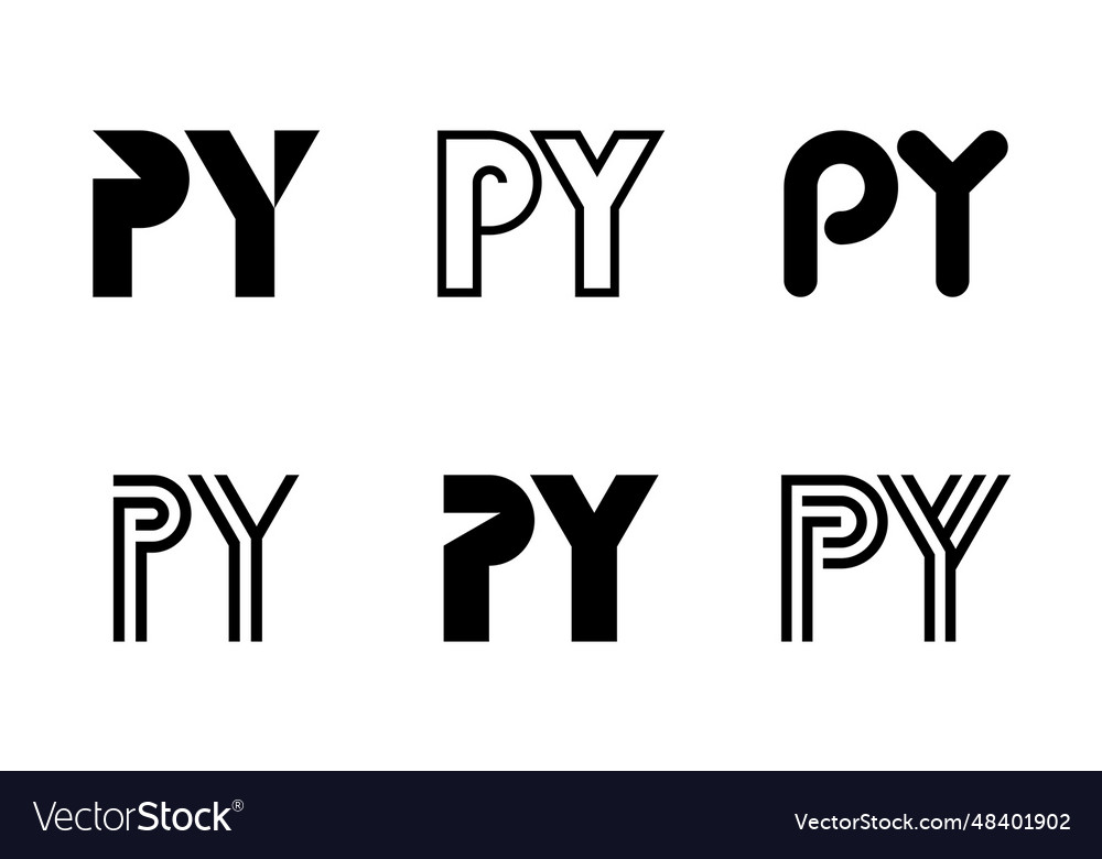 Set of letter py logos Royalty Free Vector Image