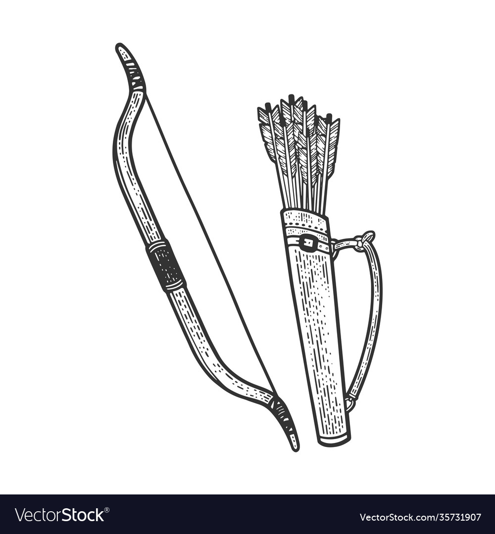 bow-quiver-with-arrows-sketch-royalty-free-vector-image