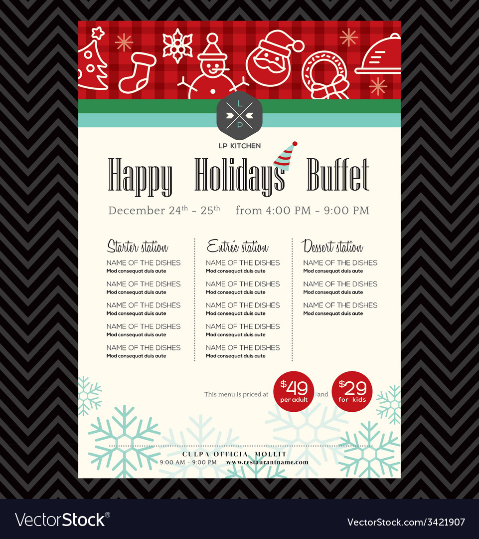 Christmas party festive restaurant menu design Vector Image