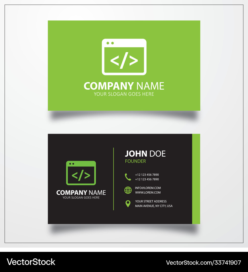 Coding icon business card template Royalty Free Vector Image