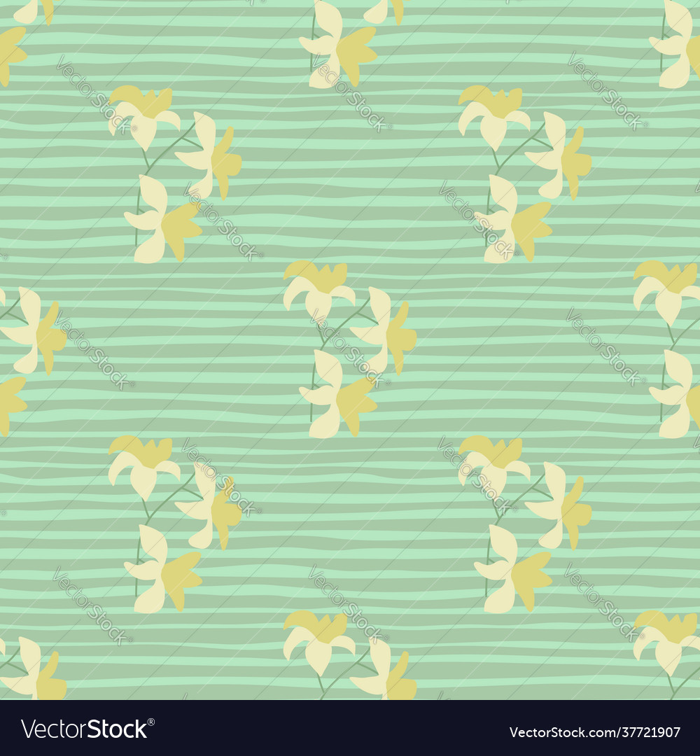 Hand Drawn Botanic Seamless Pattern With Simple Vector Image