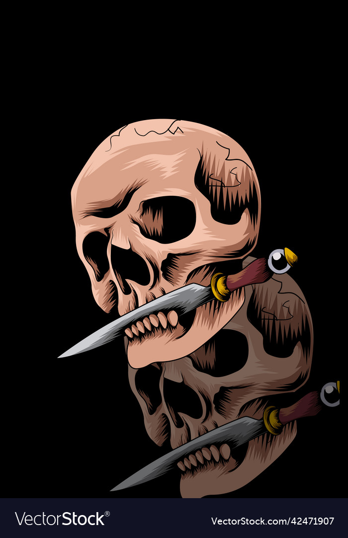 Knife bite skull Royalty Free Vector Image - VectorStock