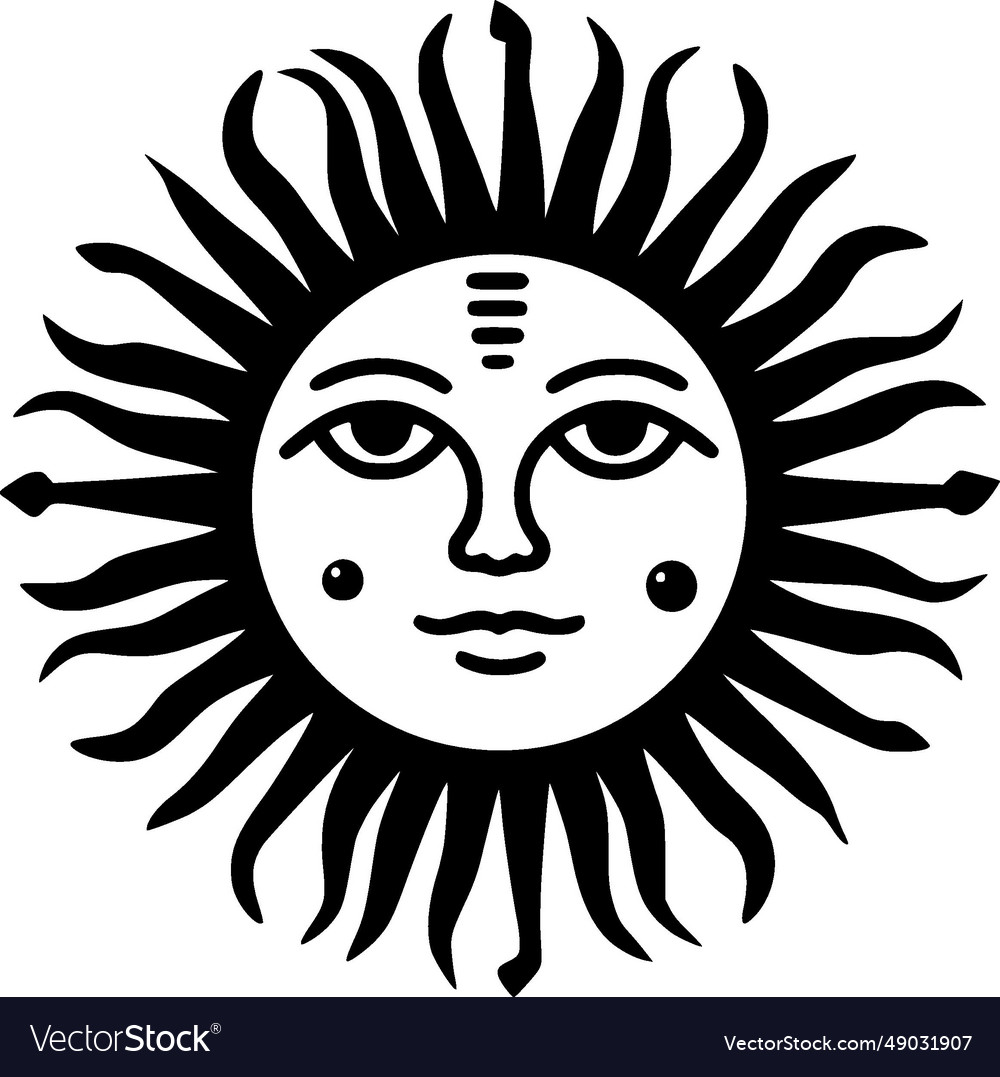 Sun - Black And White Royalty Free Vector Image