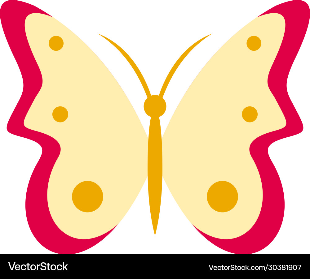 Yellow butterfly icon in flat style Royalty Free Vector