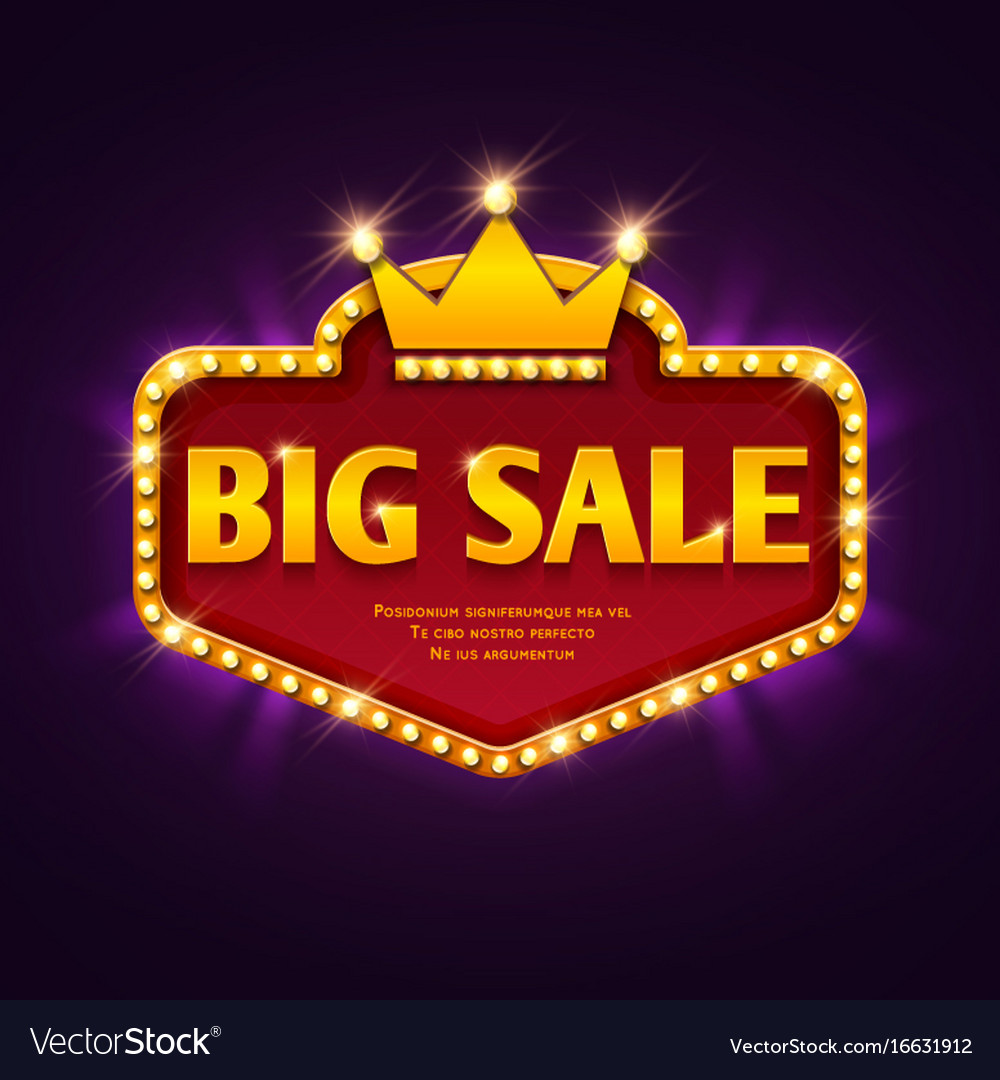 Big Sale Casino Discount Banner With Marquee Vector Image