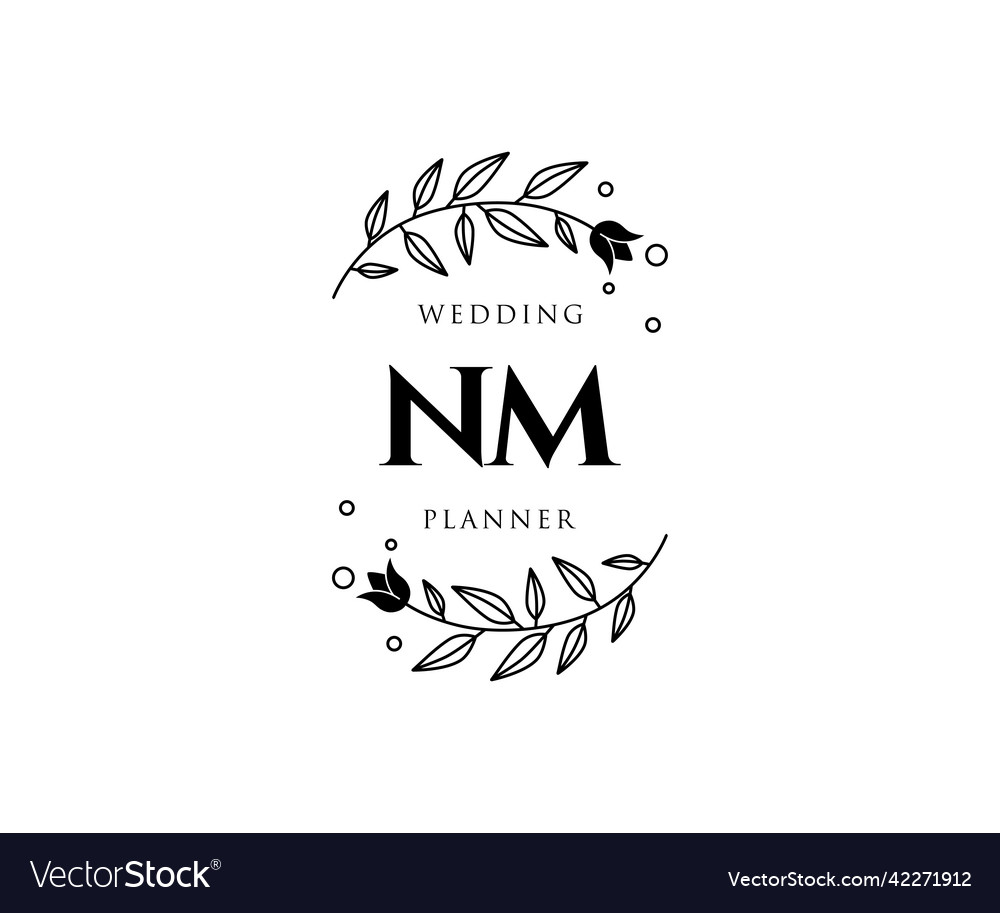 Nm initials letter wedding monogram logos Vector Image