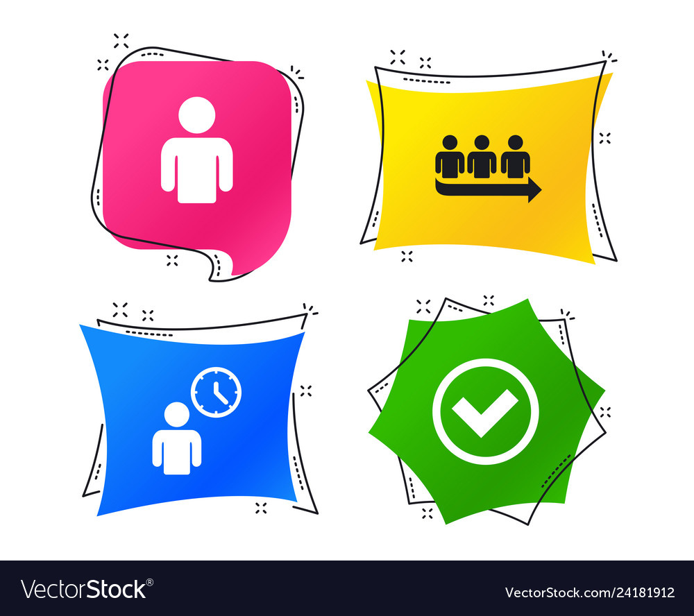 Queue icon person waiting sign check and time Vector Image
