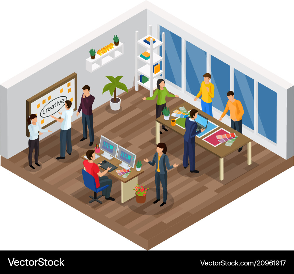 Advertising agency isometric composition Vector Image