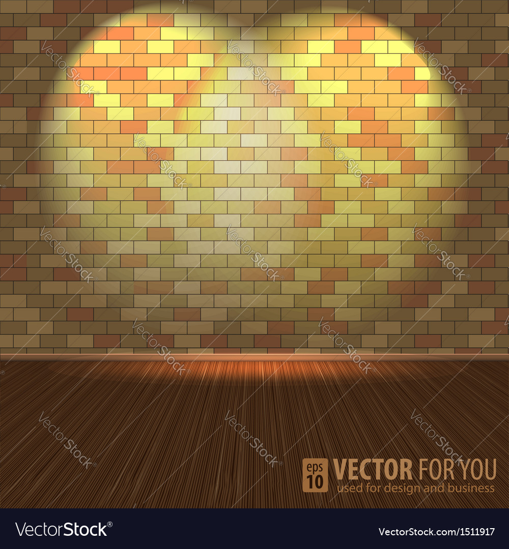 Brick Wall With Lighting And Wooden Floors Vector Image