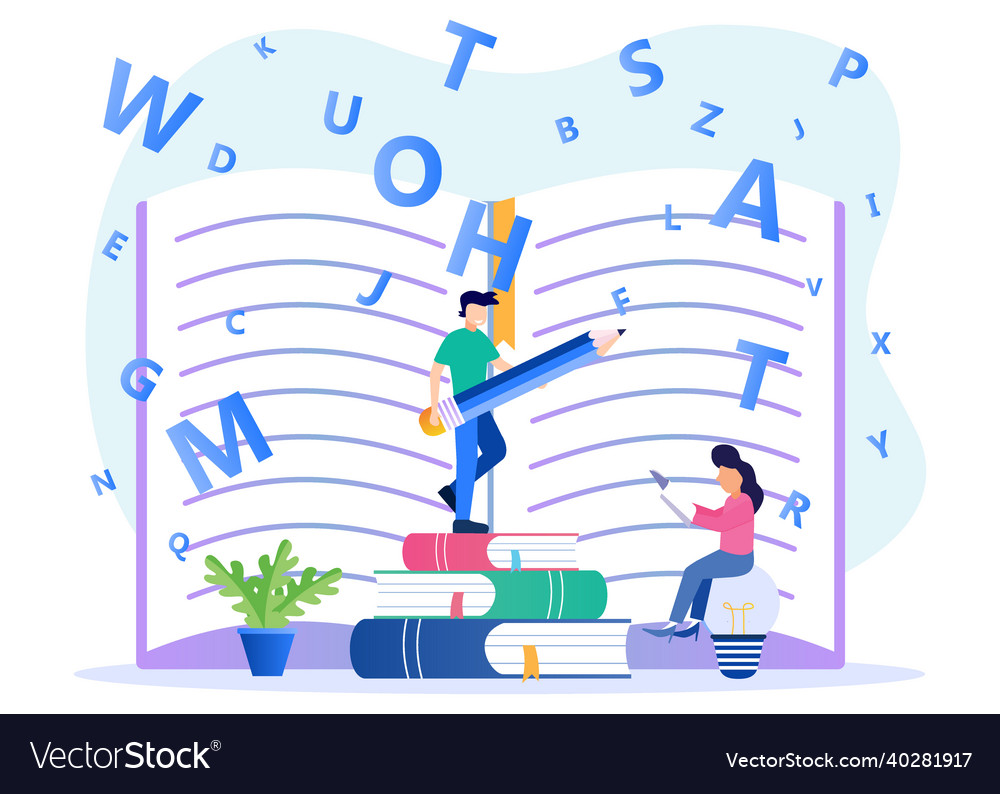 Graphic cartoon character of writer Royalty Free Vector