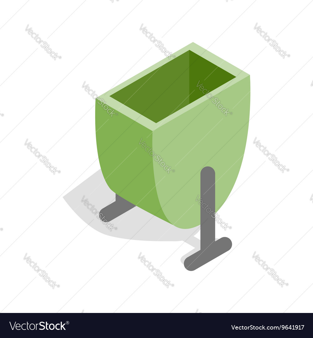 Green Trash Outdoor Bin Icon Isometric 3d Style Vector Image