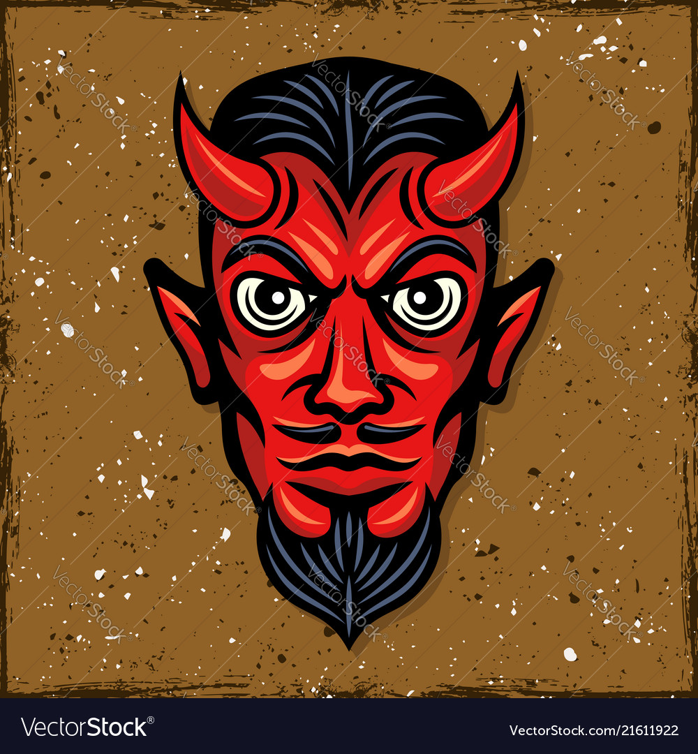 Red devil head with horns Royalty Free Vector Image