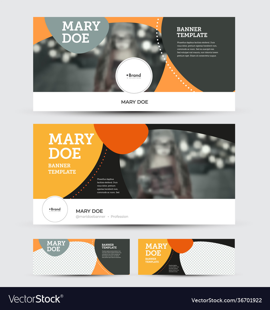 Set banners with header info place for photo Vector Image