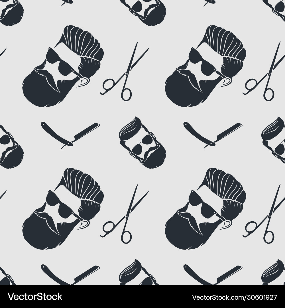 Barbershop seamless pattern with hipster face Vector Image