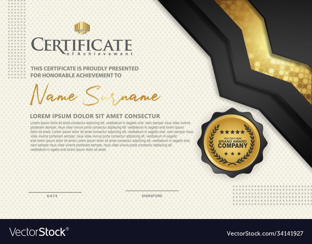 Certificate template with luxury and texture Vector Image