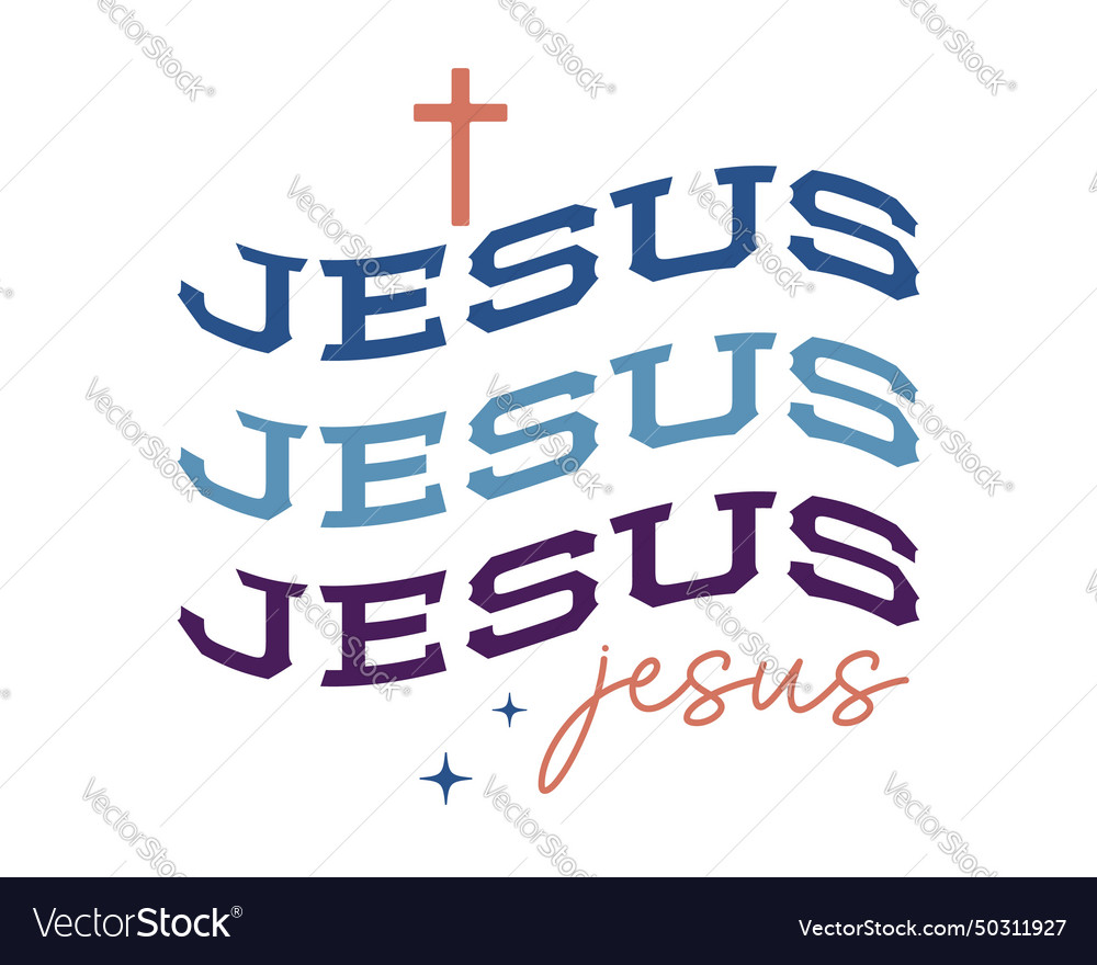 Christian jesus saying phrase retro wavy boho typo