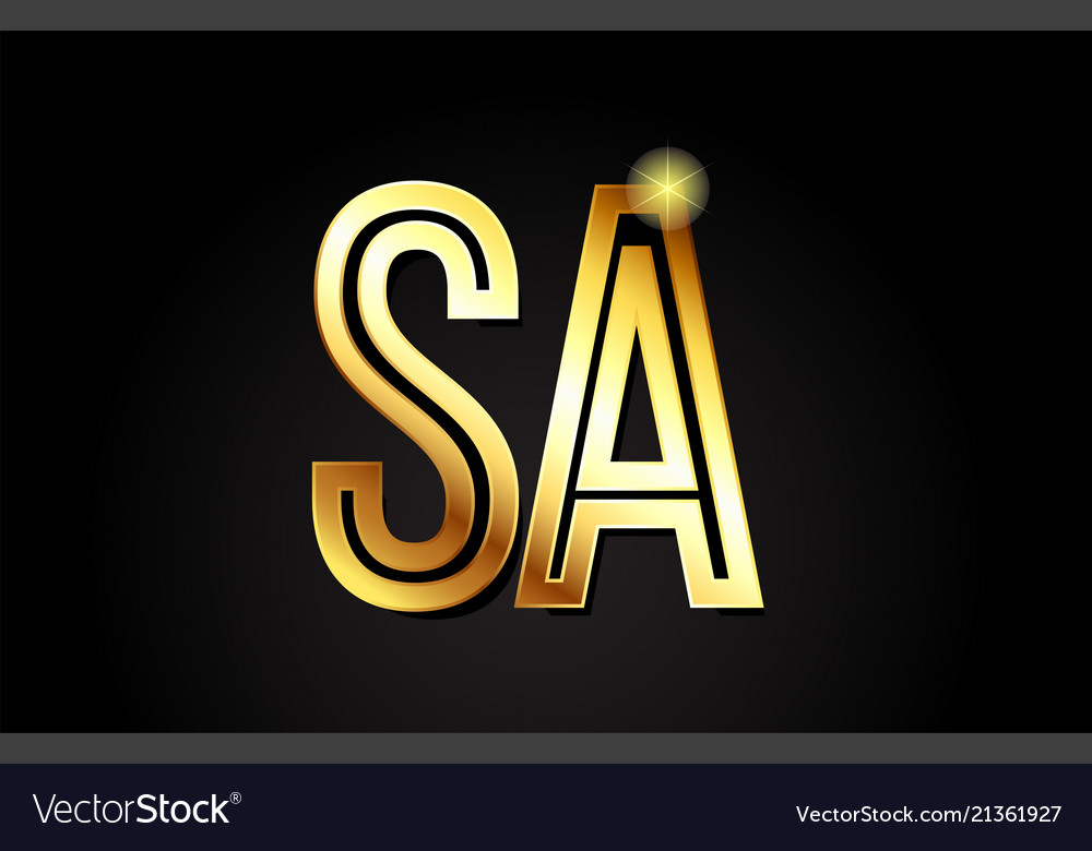 Gold alphabet letter sa s a logo combination icon Vector Image