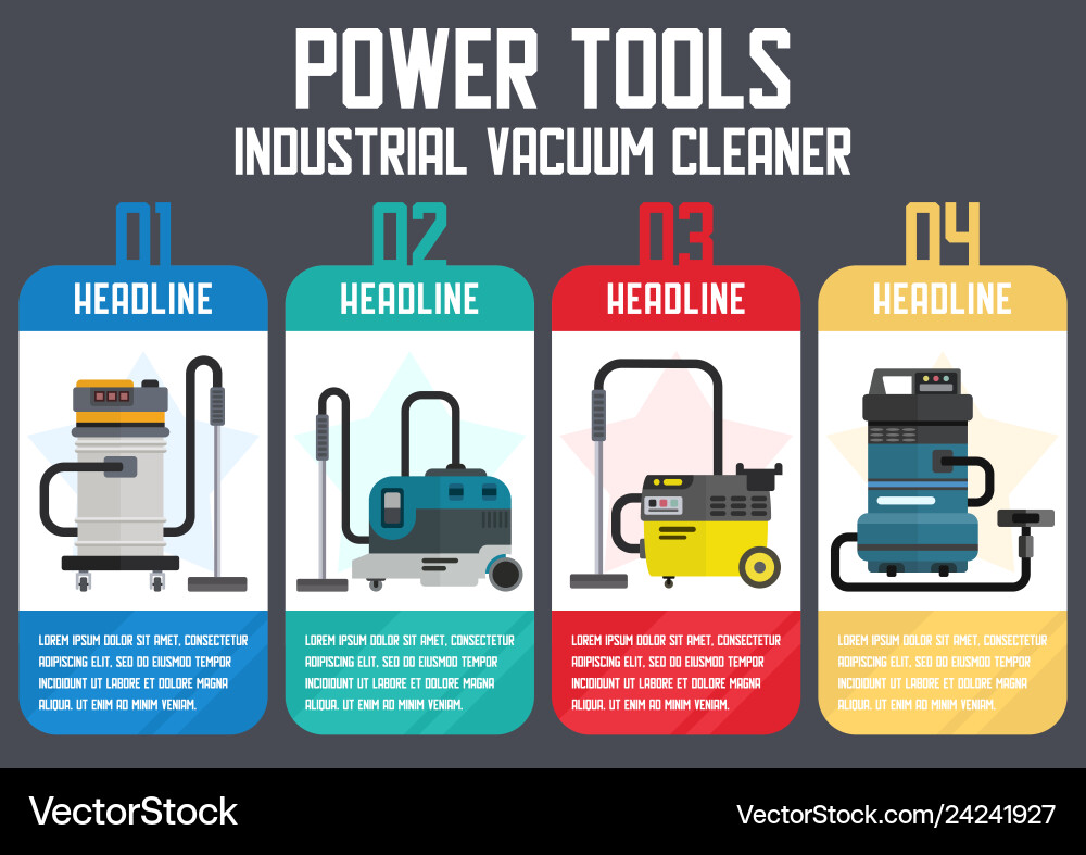 Industrial Vacuum Cleaners Flat Web Banner Vector Image