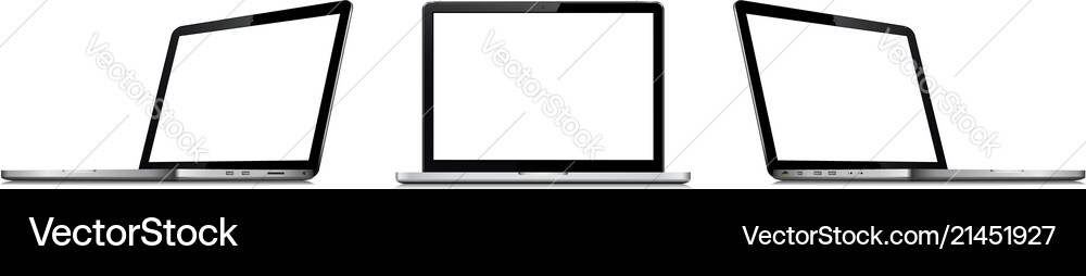 Set of laptops with blank screen isolated Vector Image