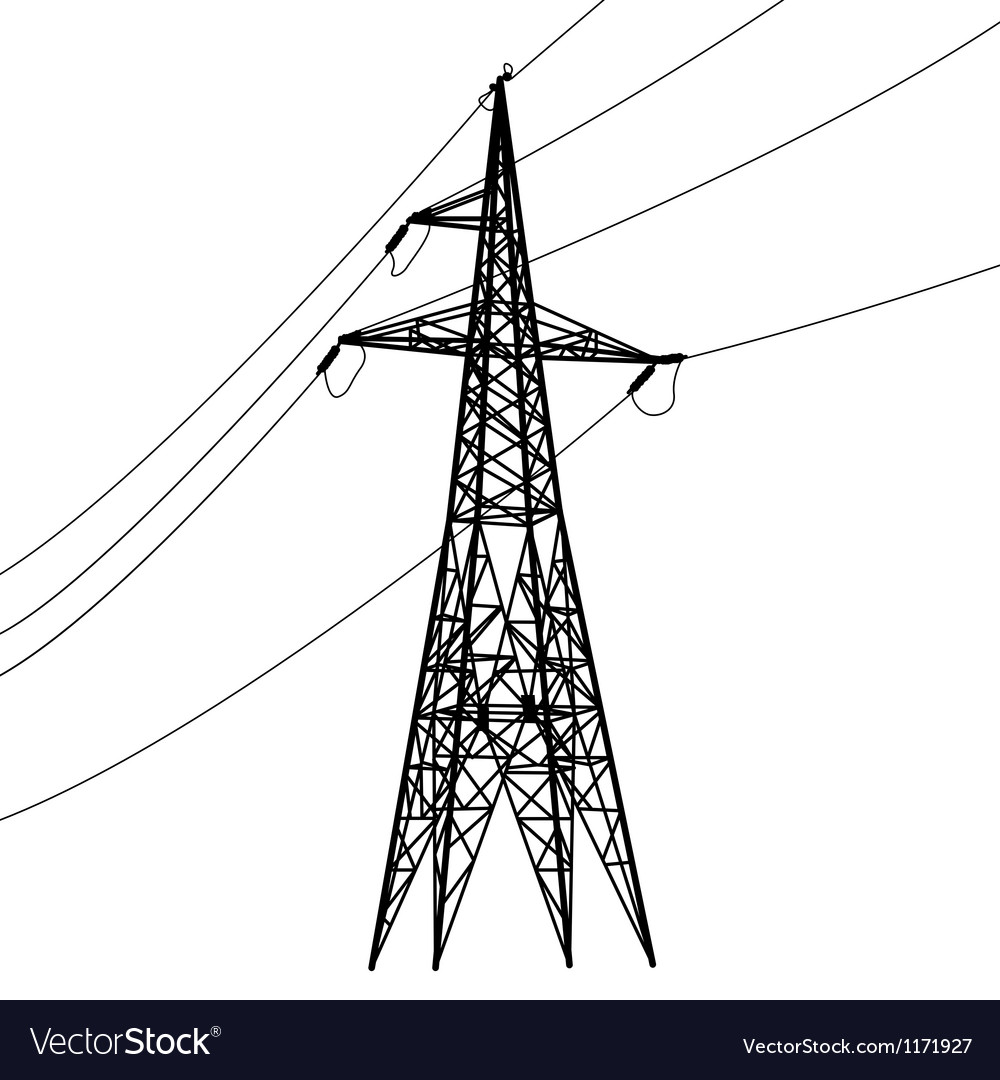 Silhouette of high voltage power lines Royalty Free Vector