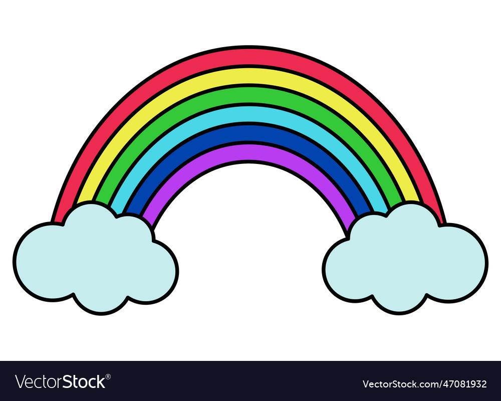 Colorful rainbow with clouds pop art icon Vector Image