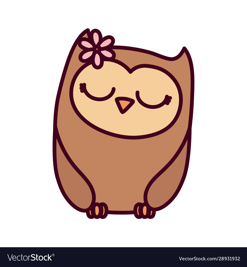 Cute animal owl female bird cartoon icon Vector Image Cute animal owl female bird cartoon icon Vector Image