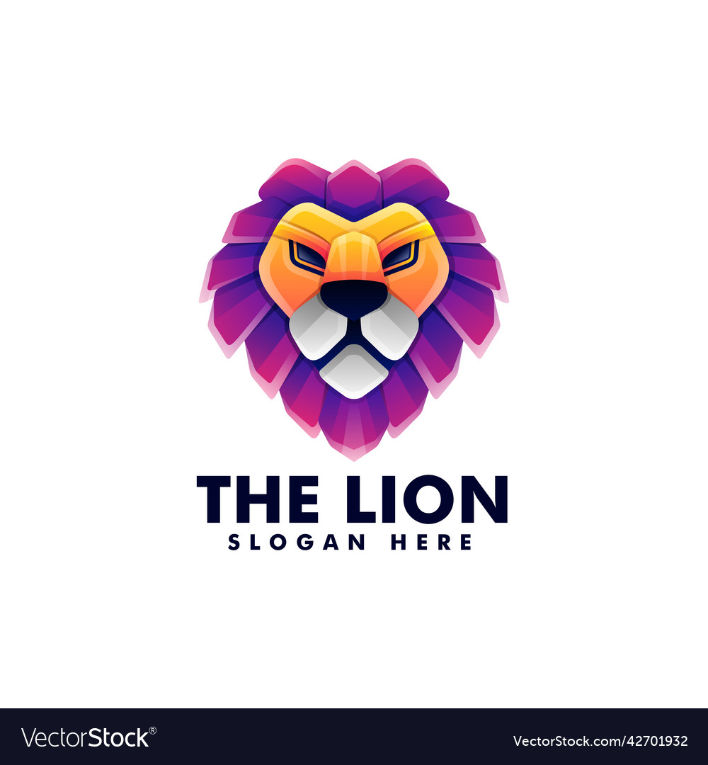 Logo lion gradient colorful style Royalty Free Vector Image