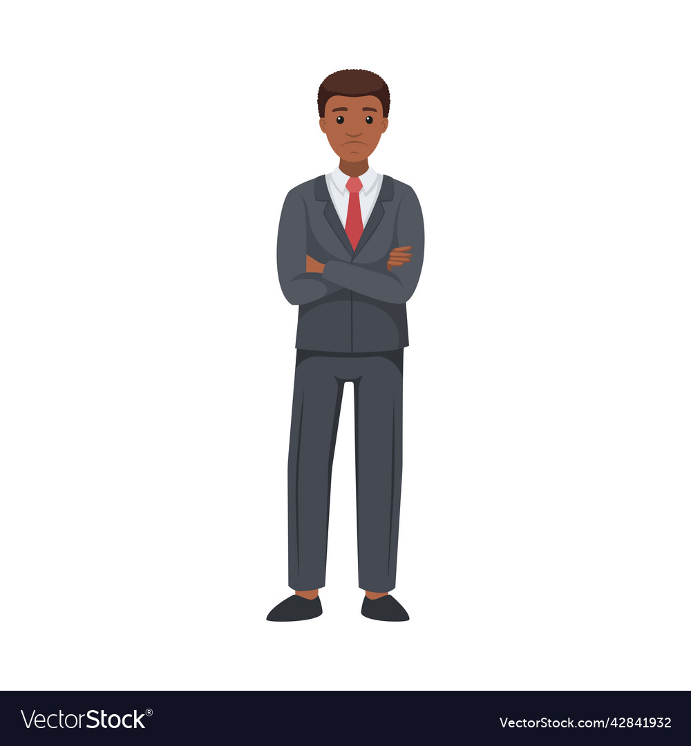 Office african american man character in suit Vector Image