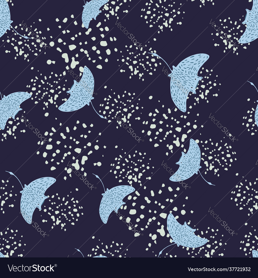 Random blue stingray elements seamless pattern Vector Image