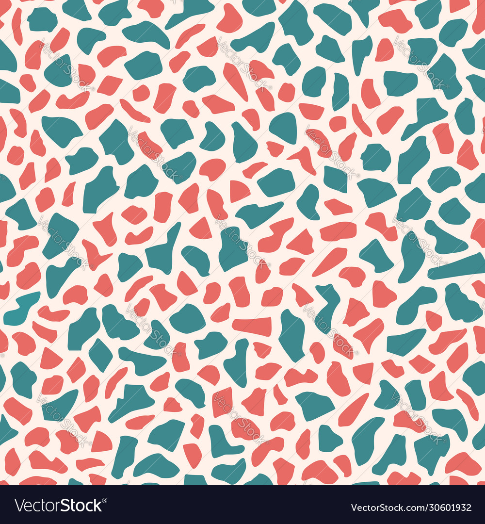 Seamless terrazzo patterns in blue and coral Vector Image