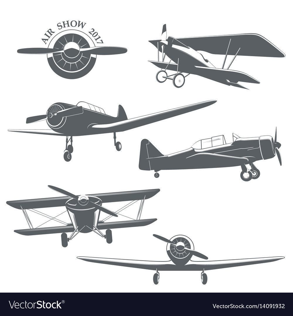 Download Set of vintage airplane Royalty Free Vector Image