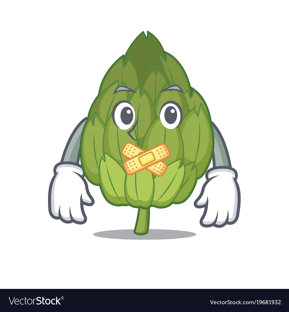 Silent artichoke mascot cartoon style Royalty Free Vector