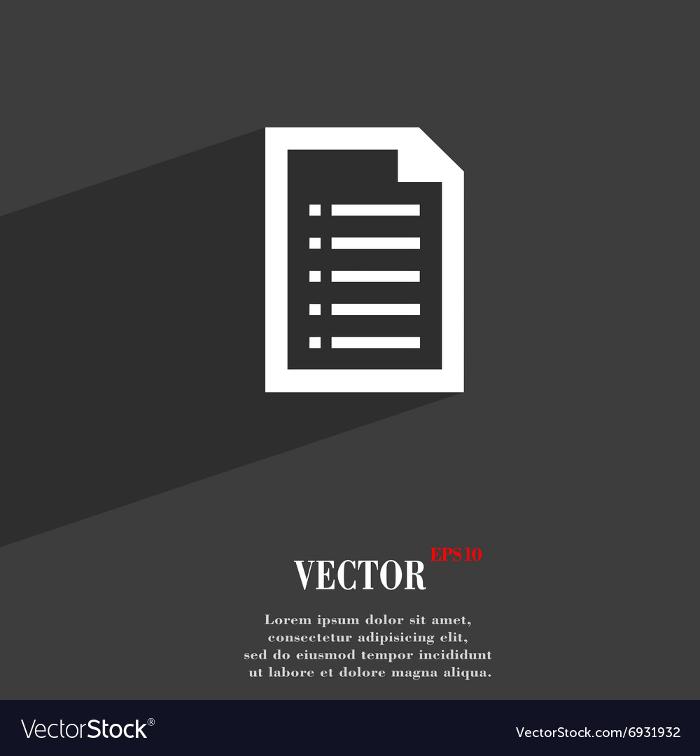 Text file symbol flat modern web design with long Vector Image