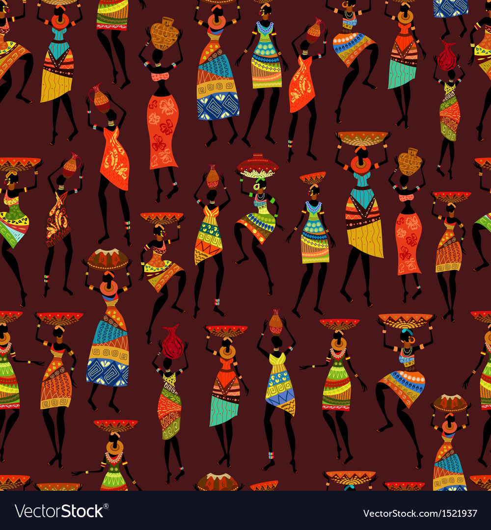 Africa girl seamless Royalty Free Vector Image