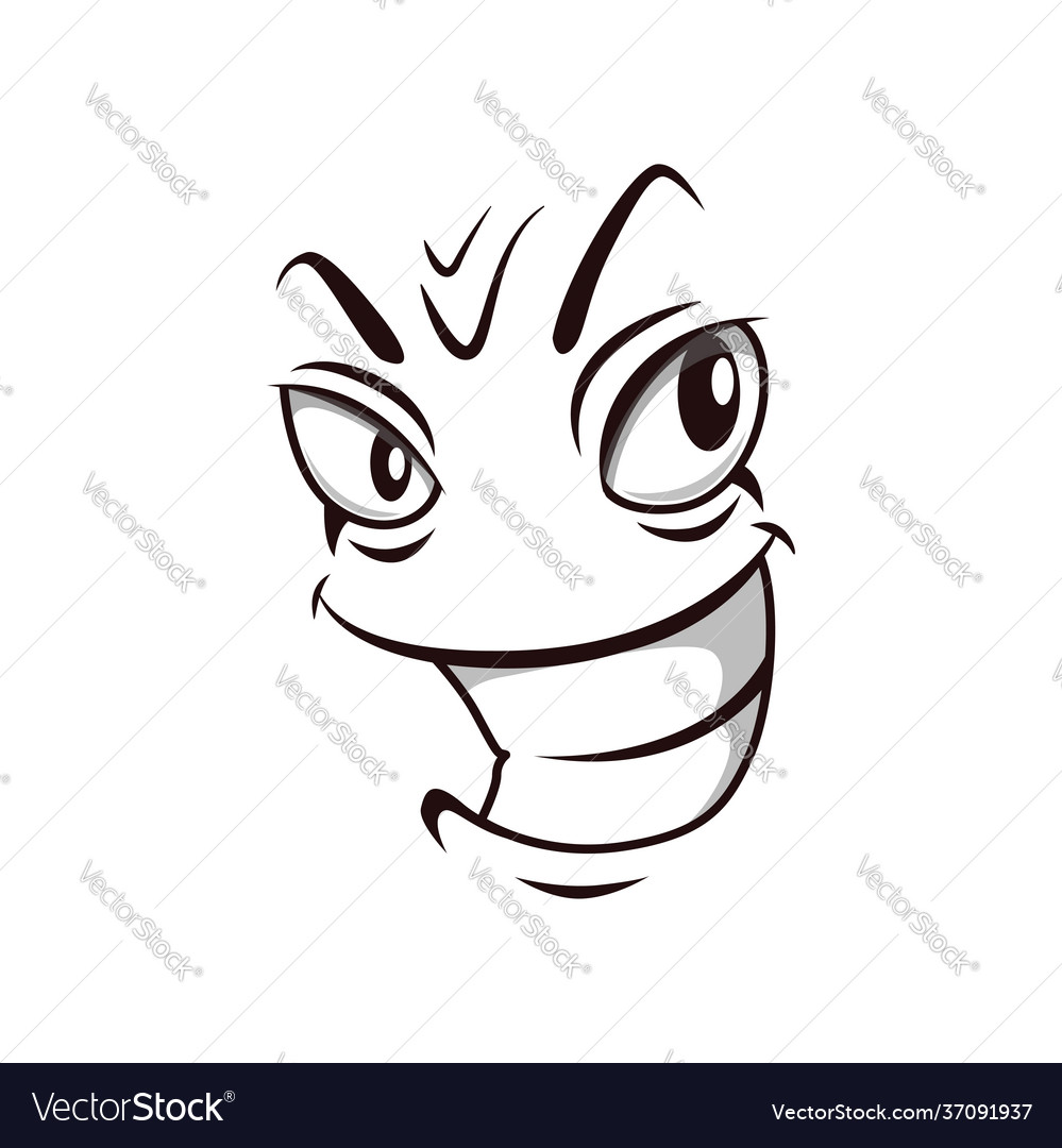 Cartoon face icon gloat emoji with angry eyes Vector Image