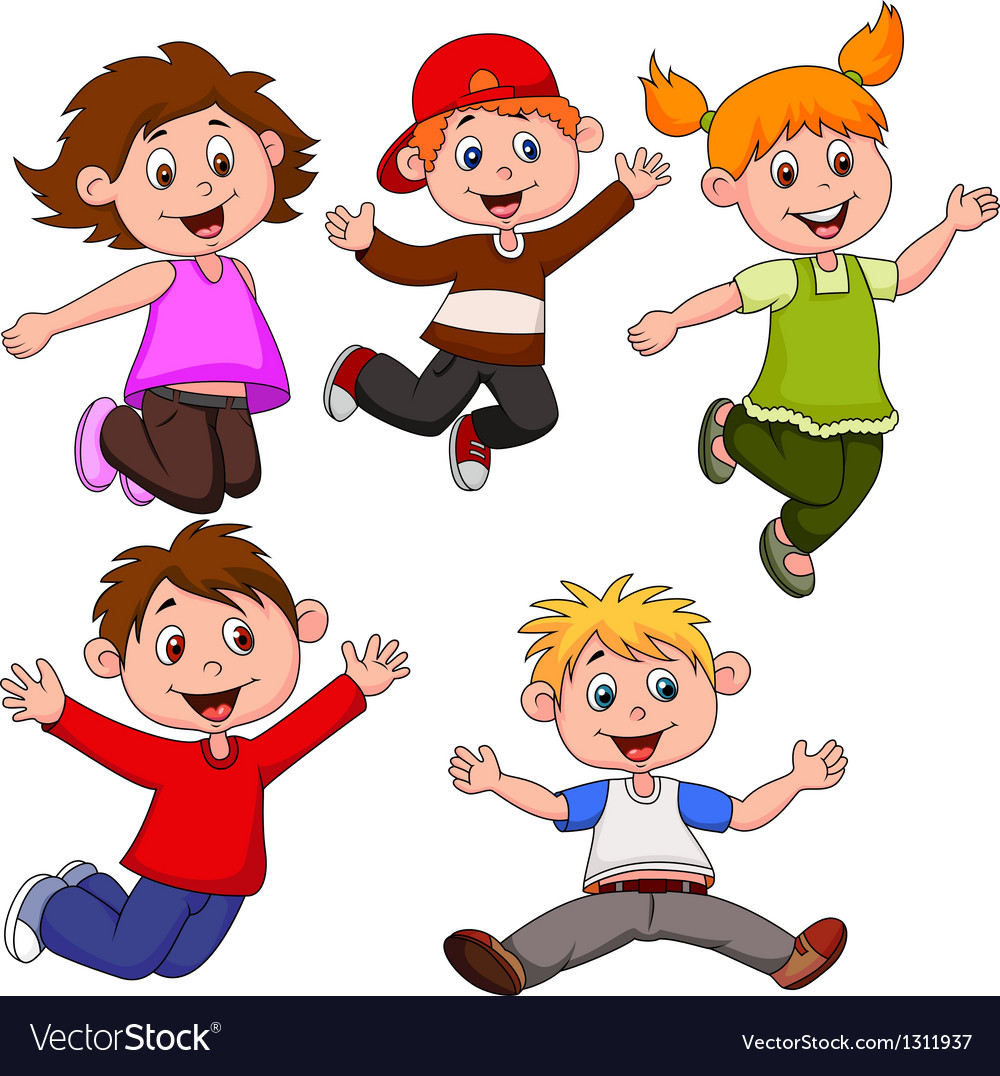 Happy children cartoon Royalty Free Vector Image