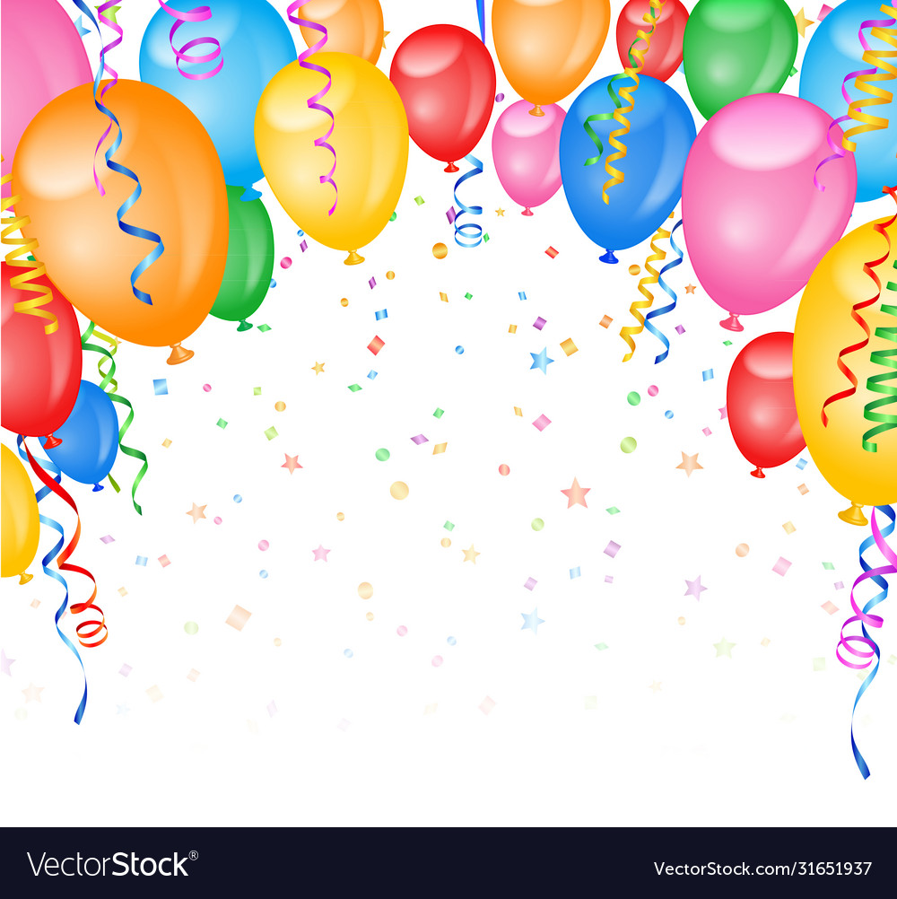 Party frame with balloons and confetti Royalty Free Vector