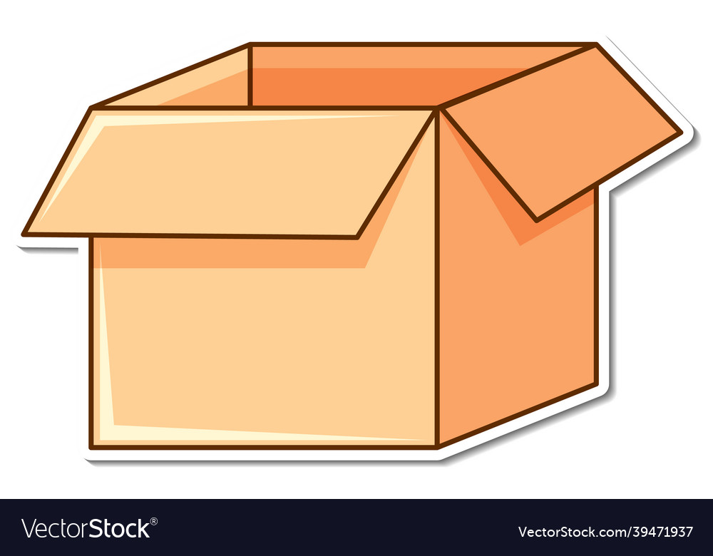 Sticker empty box opened on white background Vector Image