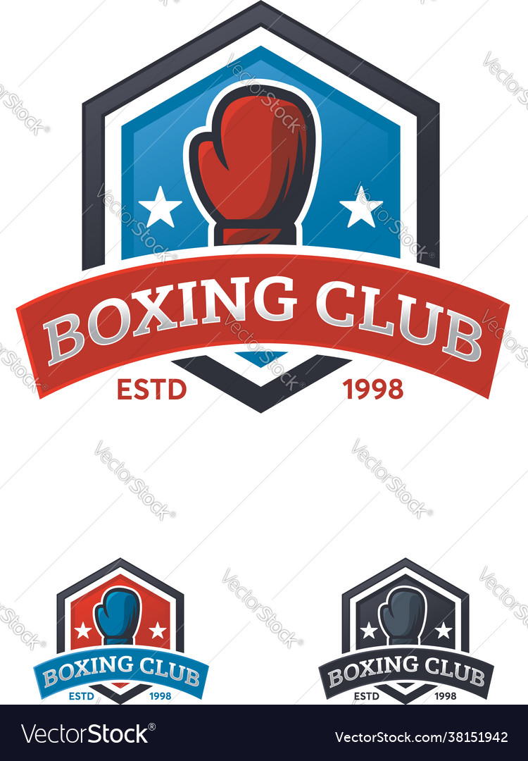 Boxing sport logo designs badge emblem Royalty Free Vector