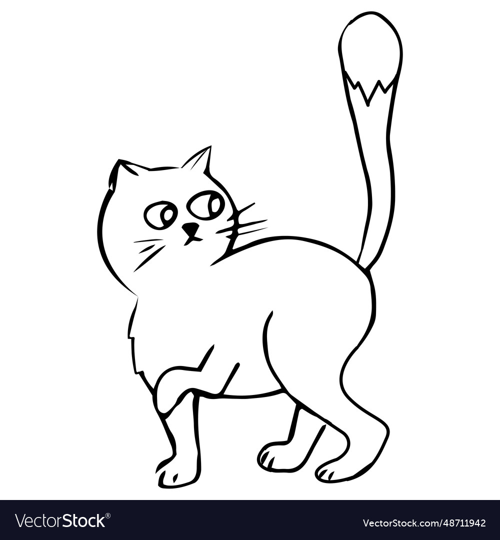 Cute cat kitten in line doodle style emotional Vector Image