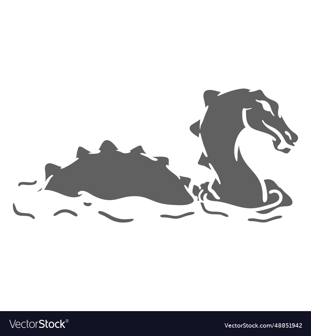 Folklore creature dragon swimming right facing Vector Image