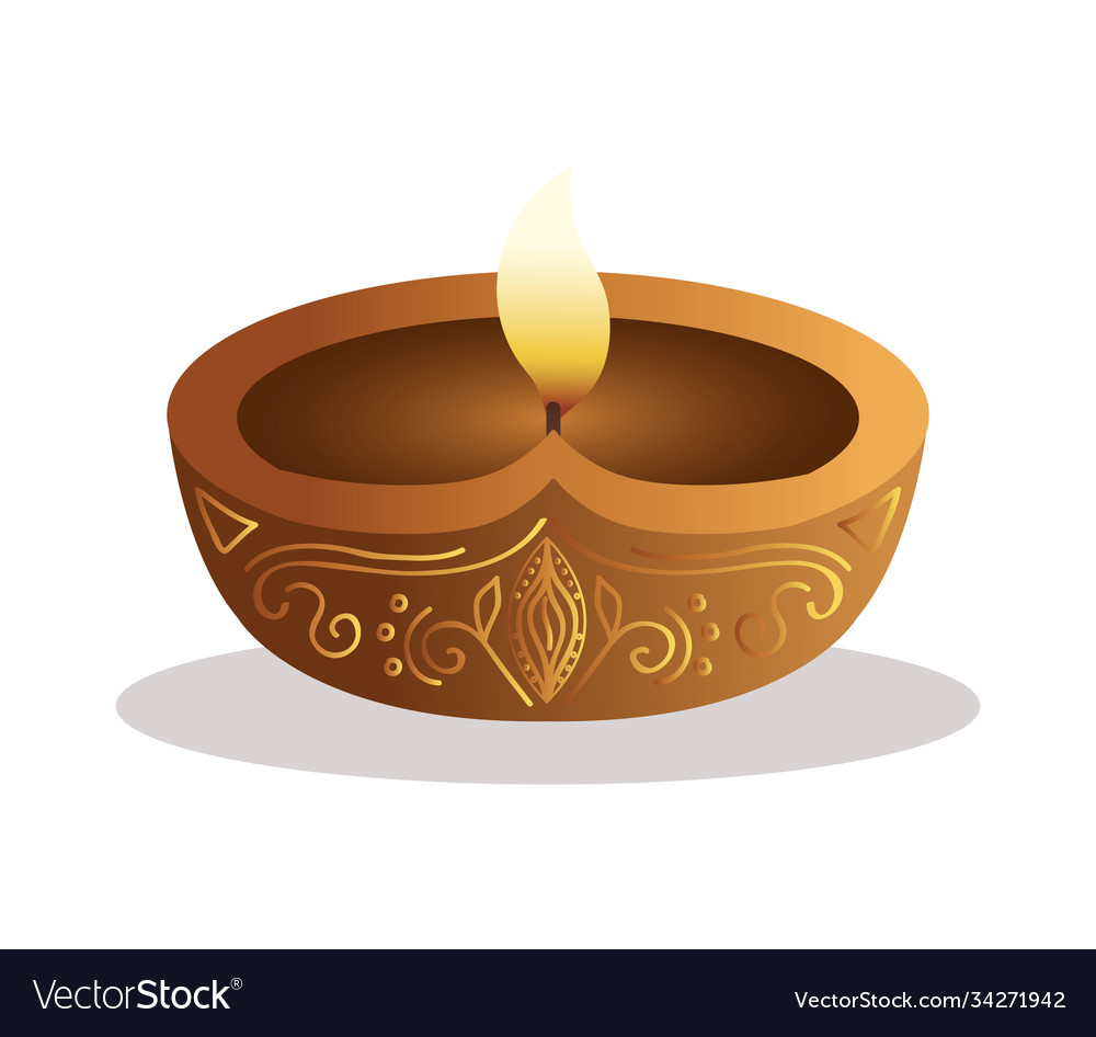 Happy Diwali Diya Candle Isolated Design Vector Image Happy Diwali Diya Candle Isolated Design Vector Image