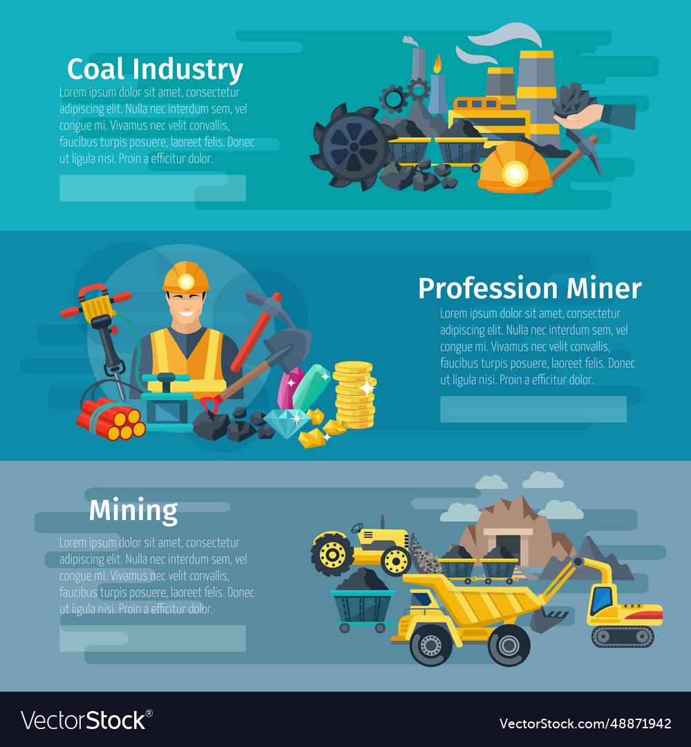 Mining horizontal banner set Royalty Free Vector Image