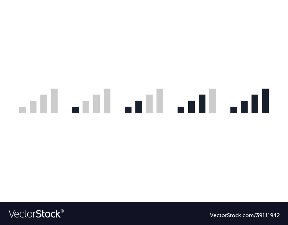 Mobile signal bar black icon set phone signal Vector Image