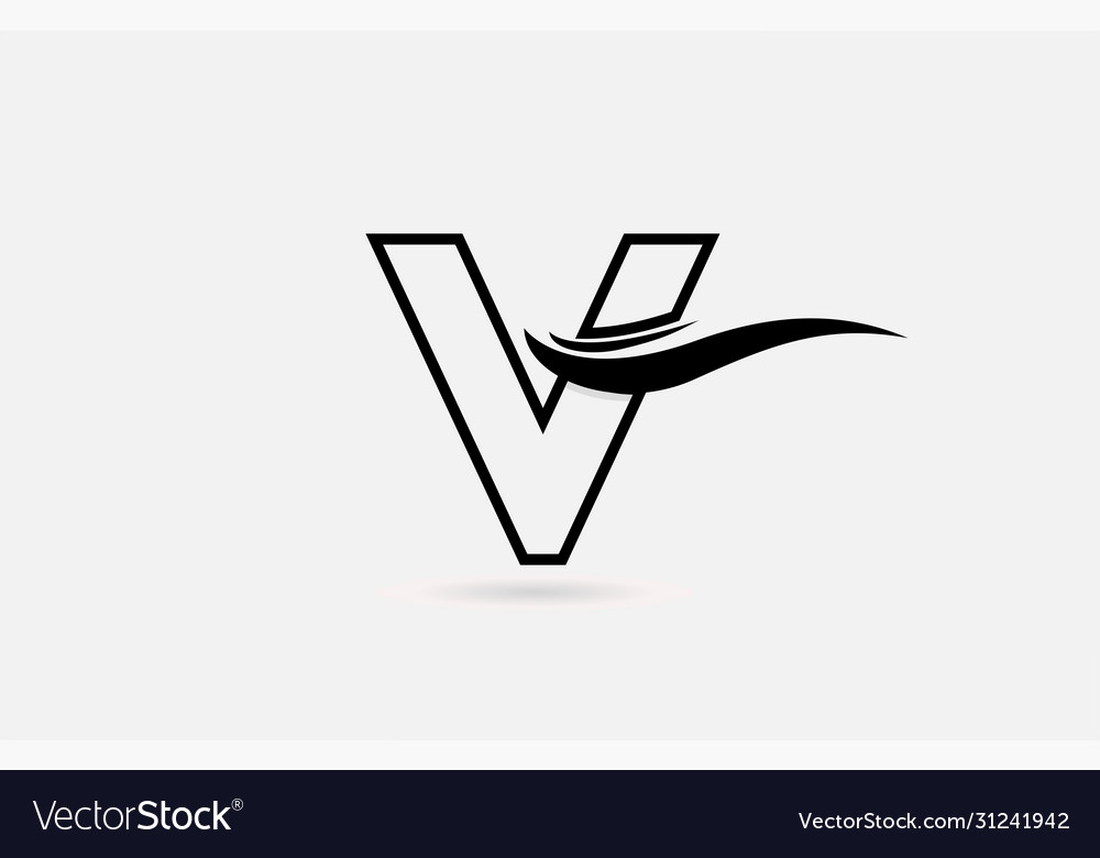 V black and white alphabet letter logo icon Vector Image