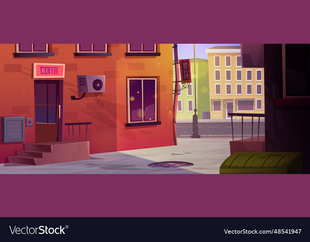 Backstreet alley with coffee shop Royalty Free Vector Image