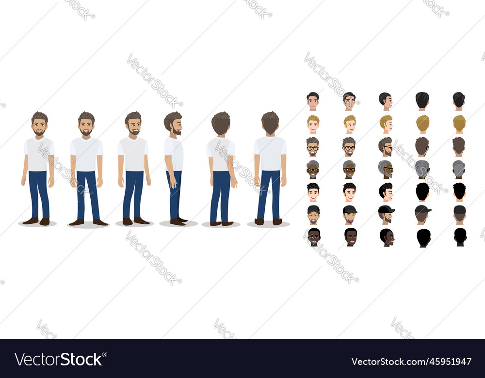 Cartoon character with a man in t-shirt white Vector Image
