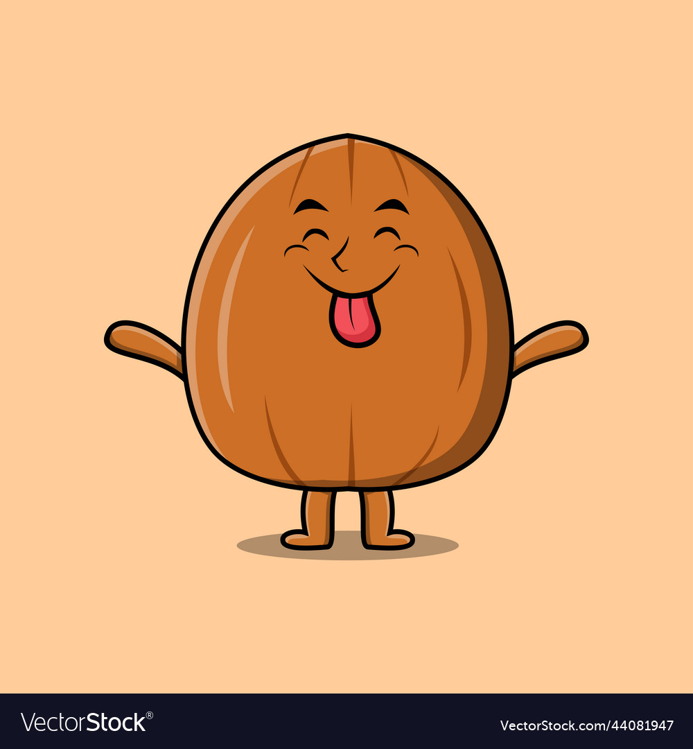 Cute cartoon almond nut with flashy expression Vector Image