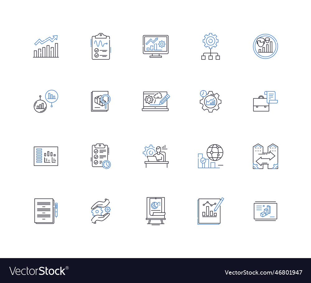 Data archive platform line icons collection Vector Image